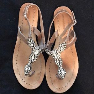 Crystal embellished leather sandals